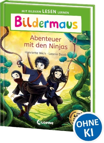 Buchcover und Innenansicht für das Buch: Bildermaus - Abenteuer mit den Ninjas