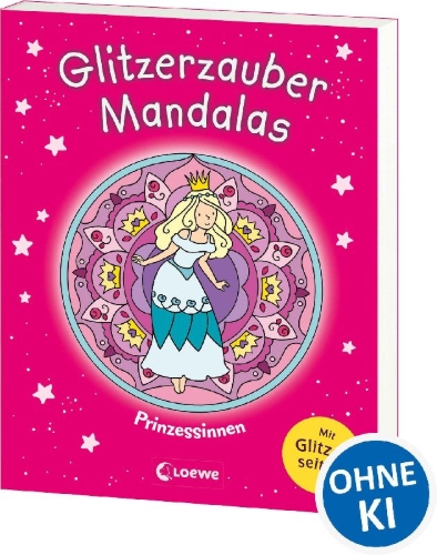 Buchcover und Innenansicht für das Buch: Glitzerzauber-Mandalas - Prinzessinnen