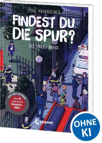 Buchcover und Innenansicht für das Buch: Findest du die Spur? - Der große Brand