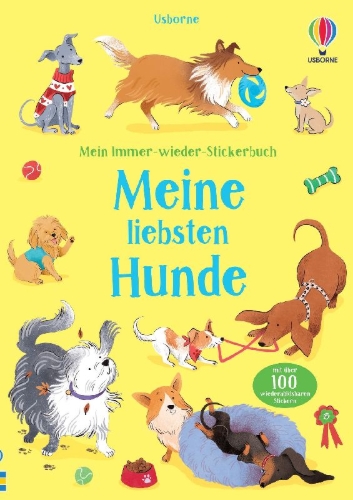 Buchcover und Innenansicht für das Buch: Mein Immer-wieder-Stickerbuch: Meine liebsten Hunde