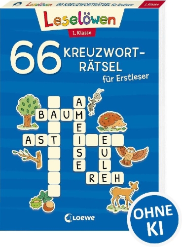 Buchcover und Innenansicht für das Buch: 66 Kreuzworträtsel für Erstleser - 1. Klasse (Blau)
