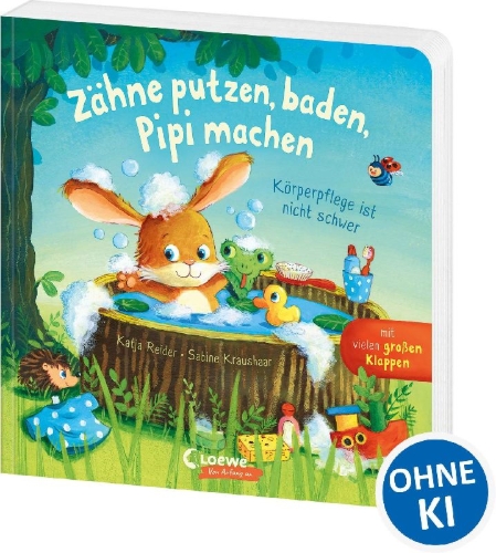 Buchcover und Innenansicht für das Buch: Zähne putzen, baden, Pipi machen - Körperpflege ist nicht schwer