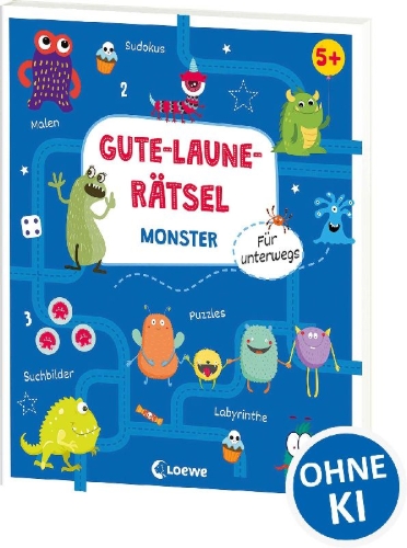 Buchcover und Innenansicht für das Buch: Mon cahier de jeux - Les monstres (OT)