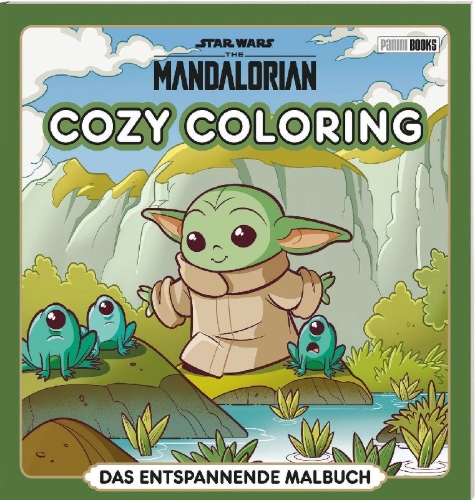 Buchcover und Innenansicht für das Buch: Star Wars The Mandalorian: Cozy Coloring - Das entspannte Malbuch