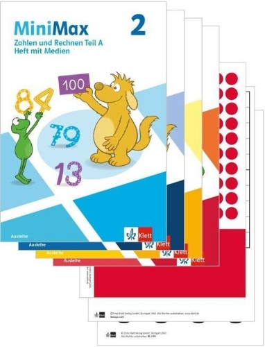 Buchcover und Innenansicht für das Buch: MiniMax 2. Paket Themenhefte mit Medien (4 Hefte: Zahlen und Rechnen A & B, Größen und Sachrechnen, Geometrie, Beilage) - Ausleihmaterial Klasse 2