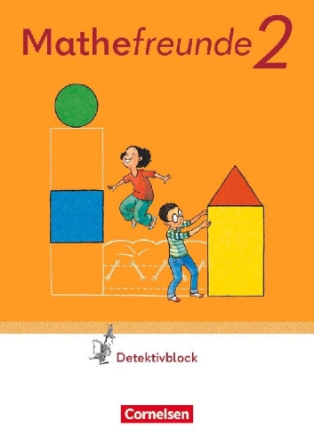 Buchcover und Innenansicht für das Buch: Mathefreunde 2. Schuljahr. Detektivblock mit Aufgaben zum Fordern