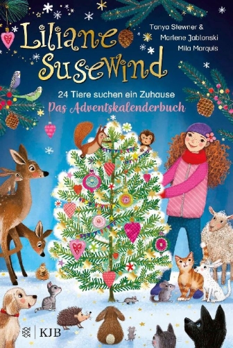 Buchcover und Innenansicht für das Buch: Liliane Susewind - 24 Tiere suchen ein Zuhause. Das Adventskalenderbuch