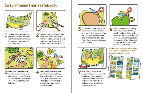 Buchcover und Innenansicht für das Buch: Wir basteln! XXL - Die schönsten Motive zum Malen, Ausschneiden und Kleben (gelb)