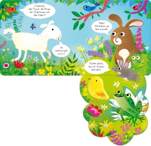 Buchcover und Innenansicht für das Buch: Verstecken spielen mit dem Osterhasen