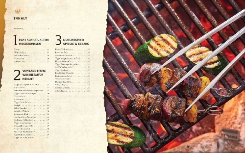 Buchcover und Innenansicht für das Buch: Marvel's Cooking With Wolverine: Recipes, Tales, and Tips for Culinary Survival
