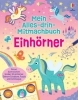 Buchcover und Innenansicht für das Buch: Mein Alles-drin-Mitmachbuch: Einhörner
