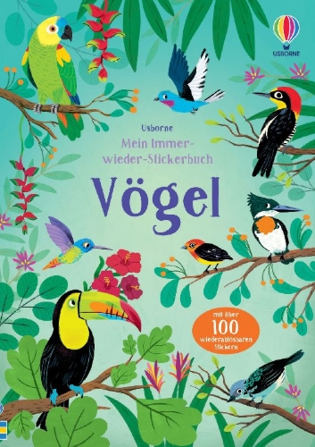 Buchcover und Innenansicht für das Buch: Mein Immer-wieder-Stickerbuch: Vögel