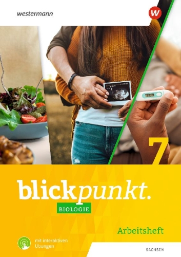 Buchcover und Innenansicht für das Buch: Blickpunkt Biologie 7. Arbeitsheft mit interaktiven Übungen. Für Sachsen