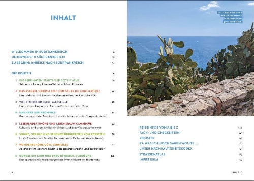 Buchcover und Innenansicht für das Buch: Südfrankreich mit dem Wohnmobil Die schönsten Routen zwischen Cotê d'Azur und den Pyrenäen  Button: inkl. Provence