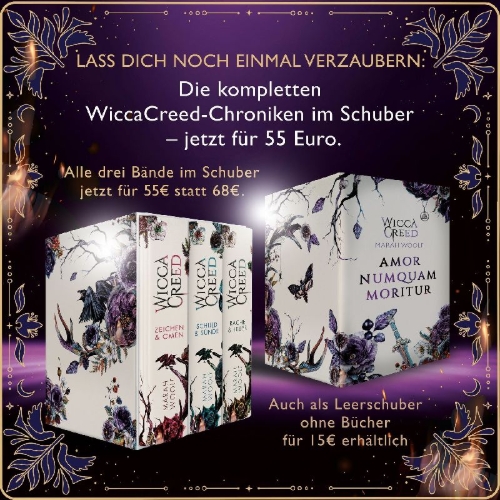 Buchcover und Innenansicht für das Buch: Schuber der WiccaCreed-Chroniken