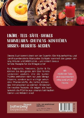 Buchcover und Innenansicht für das Buch: Heimische Früchte - Rezepte-Buch für saionales & regionales Wild- und Gartenobst