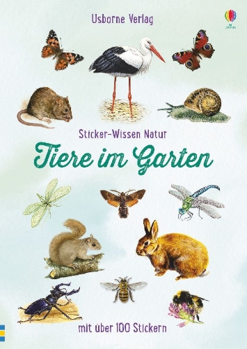 Buchcover und Innenansicht für das Buch: Sticker-Wissen Natur: Tiere im Garten