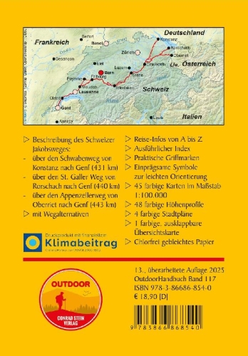 Buchcover und Innenansicht für das Buch: Schweiz: Jakobsweg vom Bodensee zum Genfersee