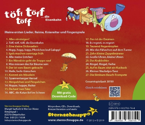 Buchcover und Innenansicht für das Buch: Töff töff töff die Eisenbahn
