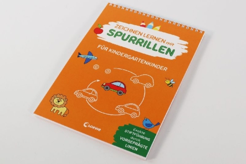 Buchcover und Innenansicht für das Buch: Zeichnen lernen mit Spurrillen - Für Kindergartenkinder