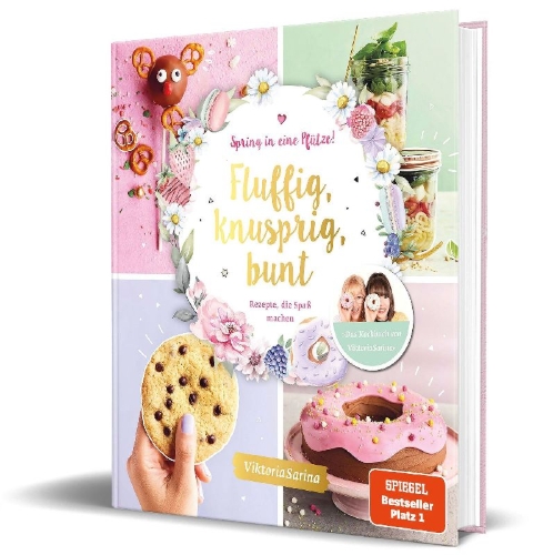 Buchcover und Innenansicht für das Buch: Spring in eine Pfütze! Fluffig, knusprig, bunt