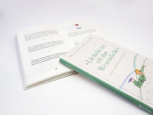 Buchcover und Innenansicht für das Buch: "Lächeln ist oft das Wesentliche". Die schönsten Zitate