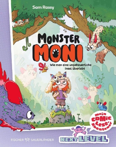Buchcover und Innenansicht für das Buch: Monster-Moni: Wie man eine ungeheuerliche Insel überlebt