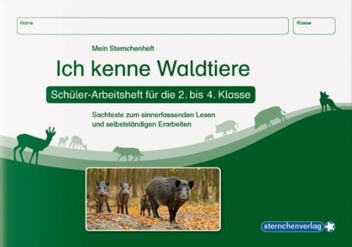 Buchcover und Innenansicht für das Buch: Ich kenne Waldtiere - Schülerarbeitsheft für die 2. bis 4. Klasse
