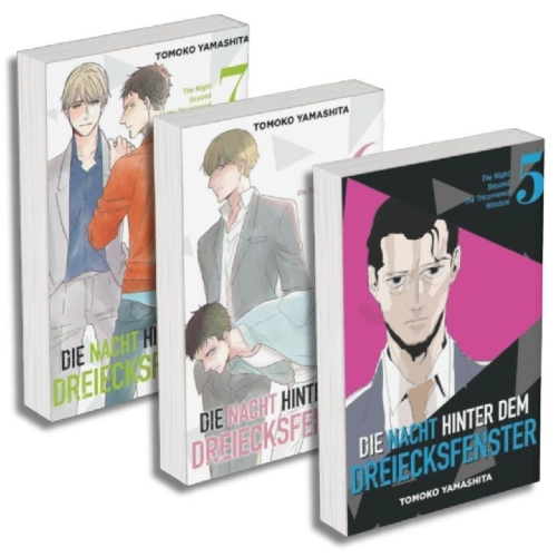 Buchcover und Innenansicht für das Buch: Die Nacht hinter dem Dreiecksfenster - The Night Beyond the Tricornered Window: Manga Pack 2