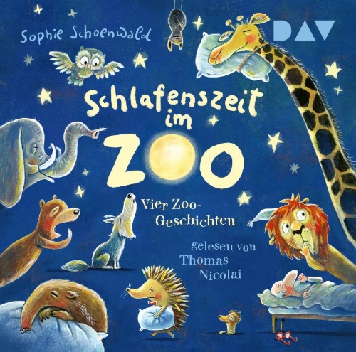 Buchcover und Innenansicht für das Buch: Schlafenszeit im Zoo. Vier Zoo-Geschichten