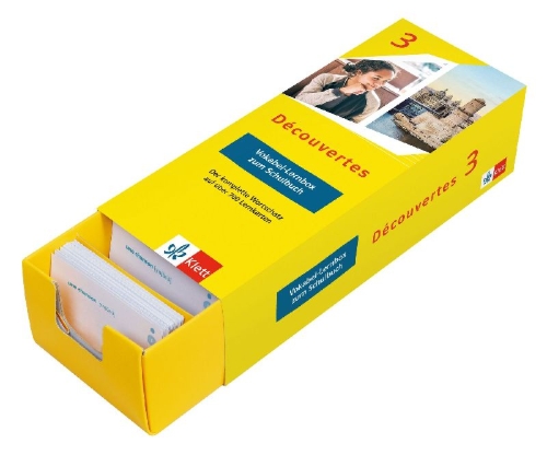 Buchcover und Innenansicht für das Buch: Découvertes 3 (ab 2020) - Vokabel-Lernbox zum Schulbuch 3. Lernjahr
