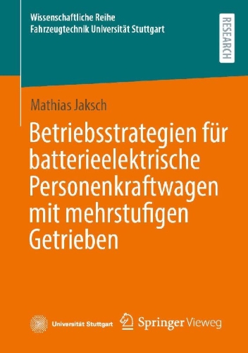 Buchcover und Innenansicht für das Buch: Betriebsstrategien für batterieelektrische Personenkraftwagen mit mehrstufigen Getrieben