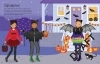 Buchcover und Innenansicht für das Buch: Mein Anziehpuppen-Stickerbuch: Halloween