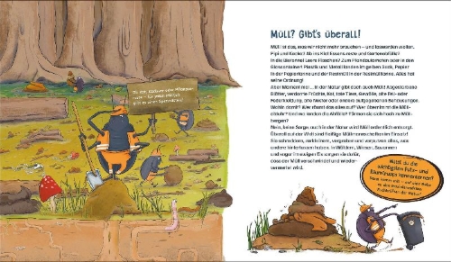 Buchcover und Innenansicht für das Buch: Die Müllabfuhr in der Natur - Alles über Mistkäfer und Co.
