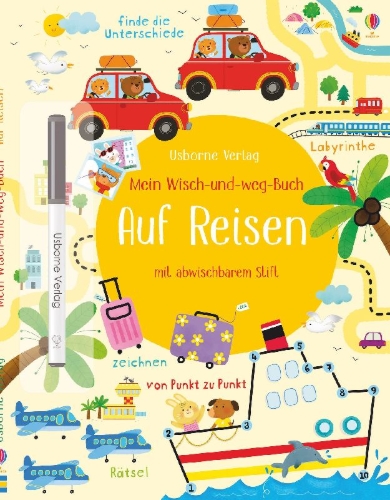 Buchcover und Innenansicht für das Buch: Mein Wisch-und-weg-Buch: Auf Reisen