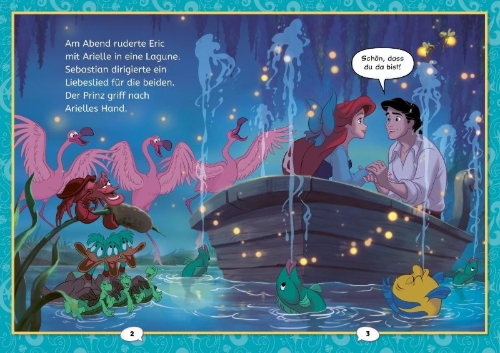 Buchcover und Innenansicht für das Buch: Disney: Die Filmgeschichte mit Comics: Arielle - Mit Lesezeichen