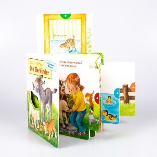 Buchcover und Innenansicht für das Buch: Mein erstes Hör mal (Soundbuch ab 1 Jahr): Die Tierkinder
