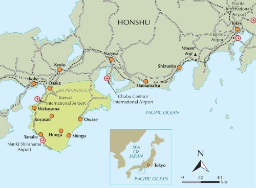 Buchcover und Innenansicht für das Buch: Japan's Kumano Kodo Pilgrimage