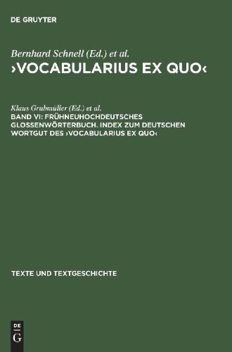 Buchcover und Innenansicht für das Buch: Frühneuhochdeutsches Glossenwörterbuch. Index zum deutschen Wortgut des ¿Vocabularius Ex quo¿