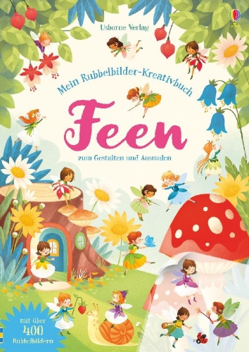 Buchcover und Innenansicht für das Buch: Mein Rubbelbilder-Kreativbuch: Feen