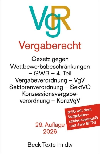 Buchcover und Innenansicht für das Buch: Vergaberecht. VgR