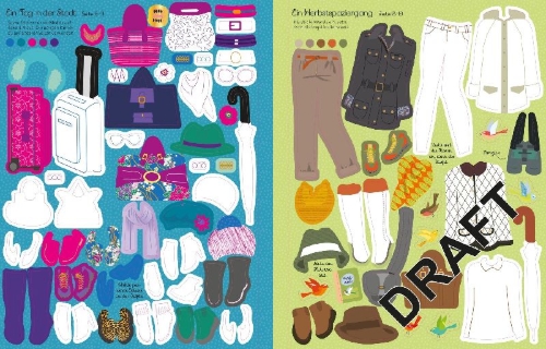 Buchcover und Innenansicht für das Buch: Mein Mode-Stickerbuch: Herbstkollektion