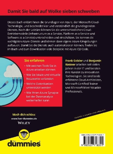 Buchcover und Innenansicht für das Buch: Microsoft Azure für Dummies