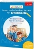 Buchcover und Innenansicht für das Buch: Leselöwen - Lesen und schreiben lernen mit Spurrillen - Ein spannender Fall für die Polizei
