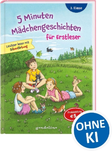 Buchcover und Innenansicht für das Buch: 5 Minuten Mädchengeschichten für Erstleser