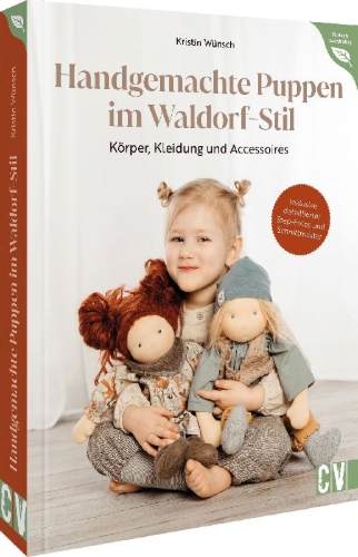 Buchcover und Innenansicht für das Buch: Handgemachte Puppen im Waldorf-Stil