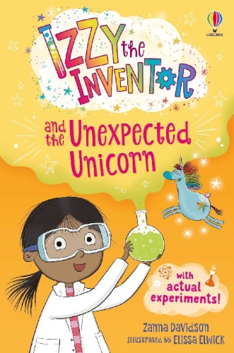 Buchcover und Innenansicht für das Buch: Izzy the Inventor and the Unexpected Unicorn