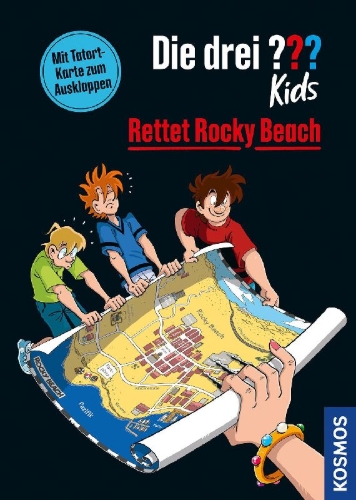 Buchcover und Innenansicht für das Buch: Die drei ??? Kids, Rettet Rocky Beach