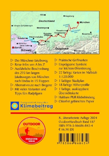 Buchcover und Innenansicht für das Buch: Jakobsweg München - Lindau mit Variante nach Bregenz