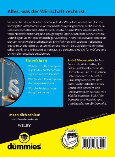 Buchcover und Innenansicht für das Buch: Wirtschaftsrecht für Dummies